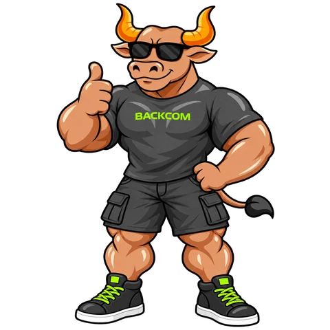 The Backcom bull giving a thumbs up