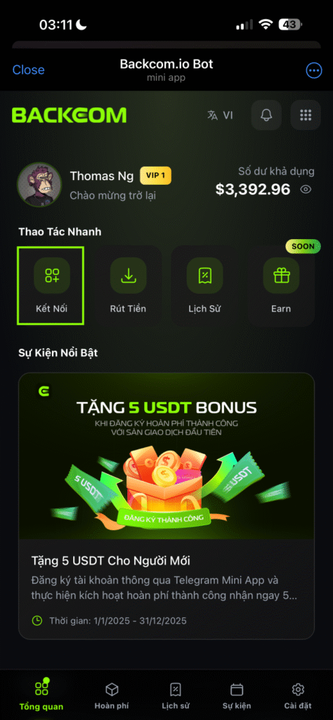 Hướng dẫn từng bước tạo tài khoản Bybit qua Backcom.io để kích hoạt hoàn phí giao dịch tự động lên tới 50%.