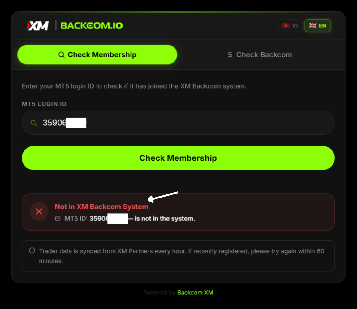 Backcom XM Checker