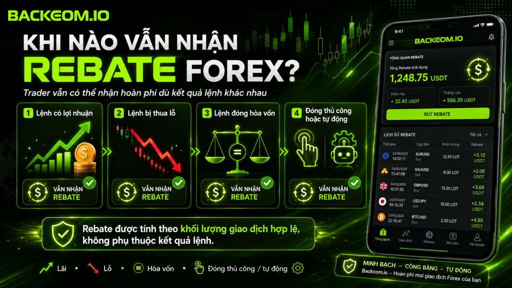 Trader vẫn sẽ nhận được Rebate Forex bất kể giao dịch có lợi nhuận hay thua lỗ