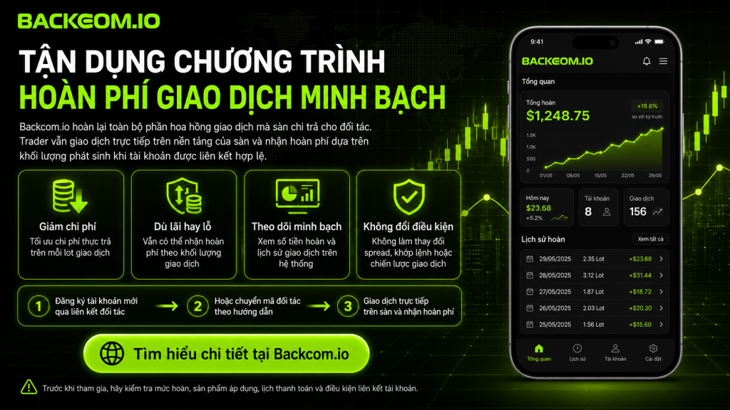 Tận dụng chương trình hoàn phí giao dịch minh bạch từ Backcom.io để tối ưu chi phí giao dịch trên mỗi lot