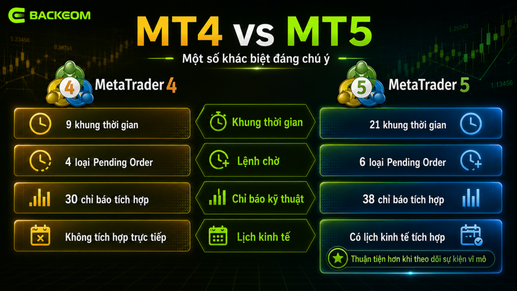 MT5 cung cấp nhiều lựa chọn hơn cho trader trong cả đặt lệnh và phân tích biểu đồ.