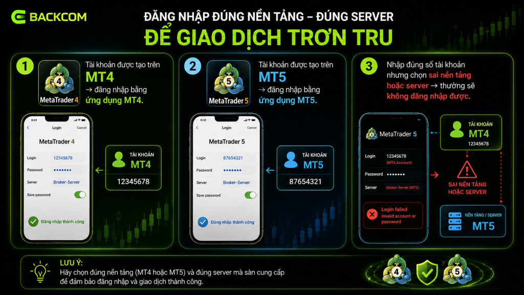 Tài khoản MT4 sẽ không thể đăng nhập được trên MT5