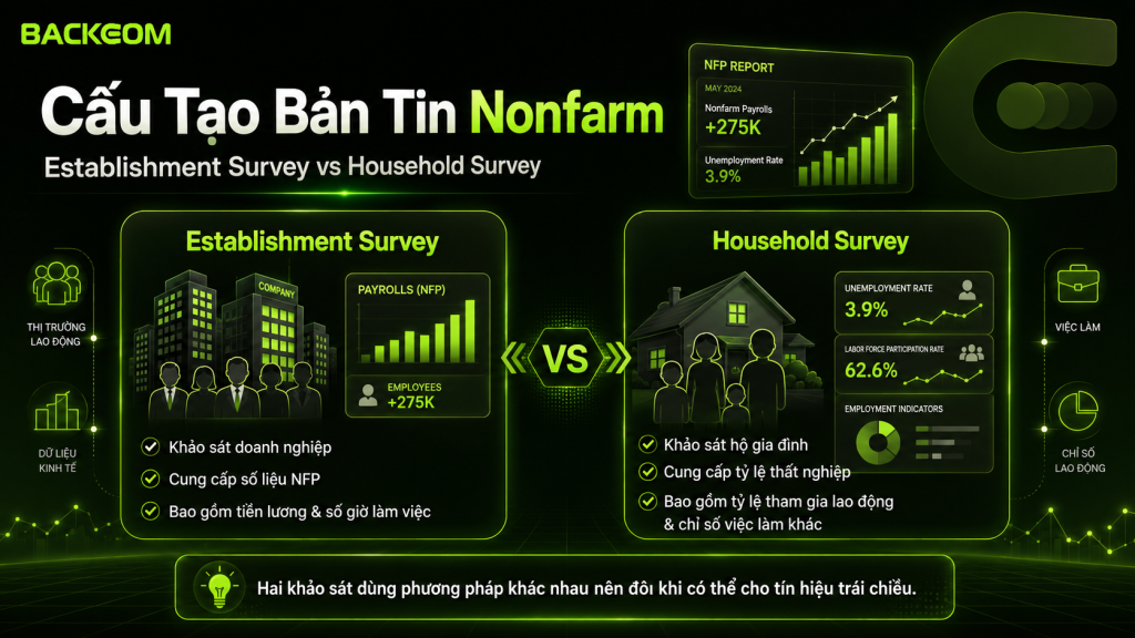 Cấu tạo bản tin Nonfarm: Establishment Survey và Household Survey