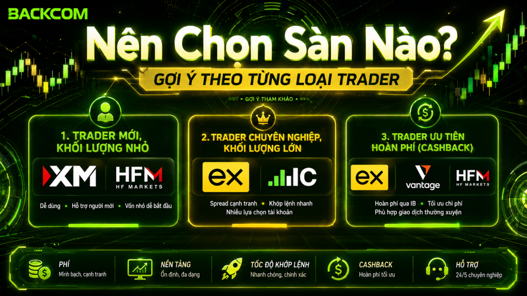 Gợi ý lựa chọn sàn Forex theo từng nhóm trader