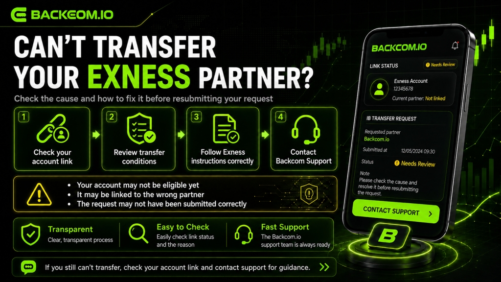 What to do if you cannot transfer your Exness partner and how to fix it