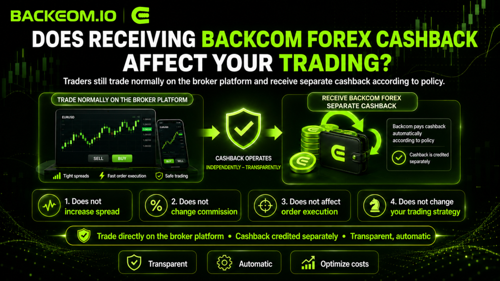 Does receiving Backcom Forex cashback affect your spread, commission or execution