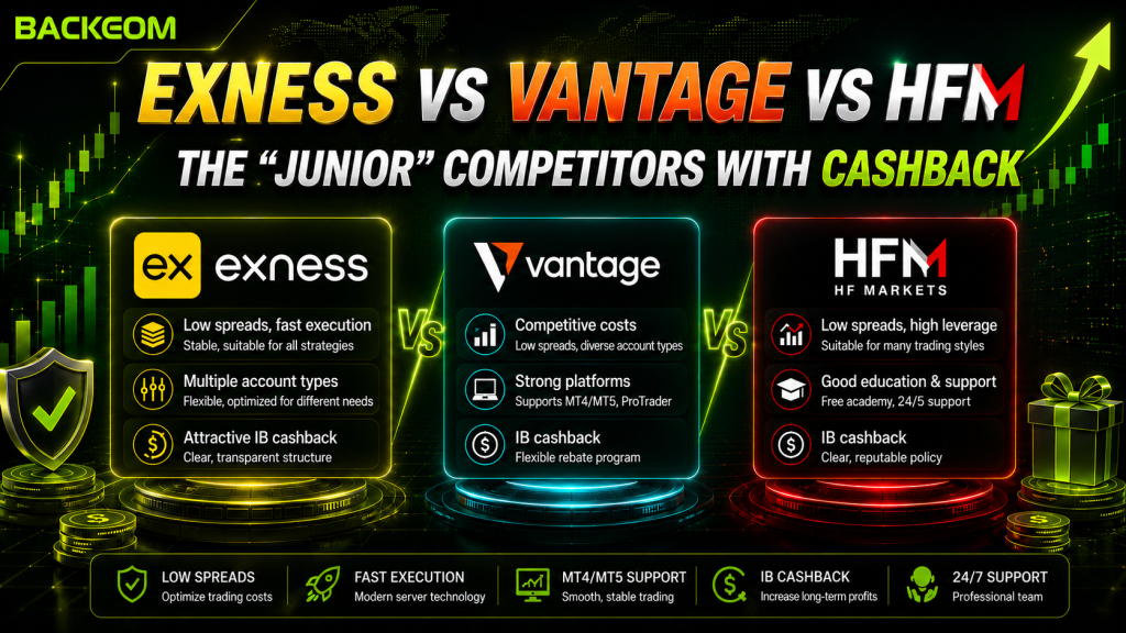 Exness vs Vantage vs HFM compared on spreads, platforms and cashback