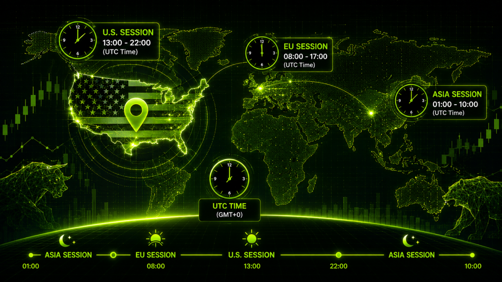 Forex trading hours in UTC across the Sydney, Tokyo, London and New York sessions
