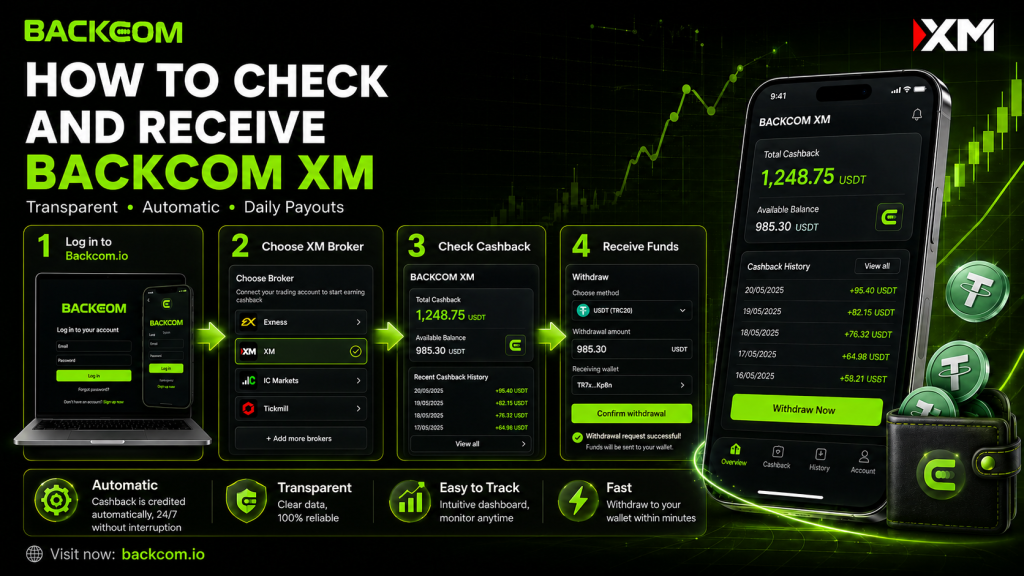 How to check and receive Backcom XM with transparent automatic daily payouts