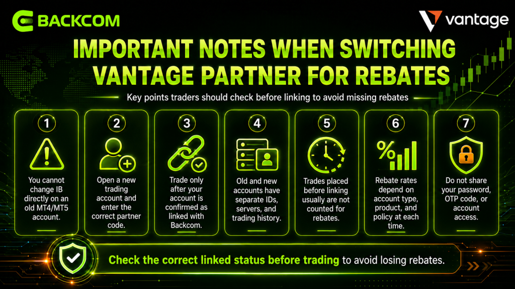 Seven key notes to check when switching your Vantage partner for rebates