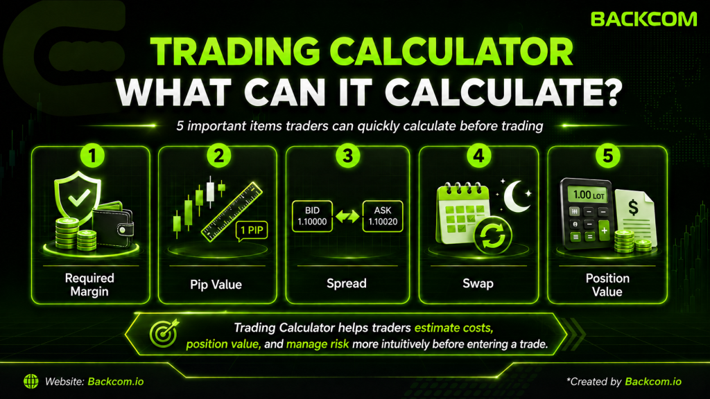How to calculate margin with a trading calculator: required margin, pip value, spread, swap and position value