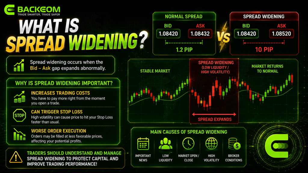 Forex spread widening - normal 1.2 pip spread versus a 10 pip widened spread
