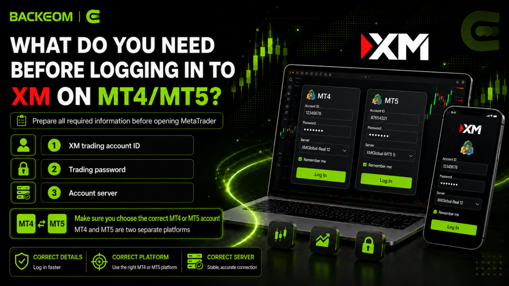 What you need before logging in to XM on MT4/MT5: account ID, trading password and server