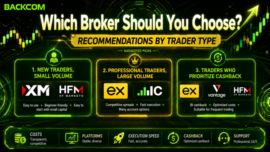 Which forex broker to choose by trader type: beginners, professionals and cashback