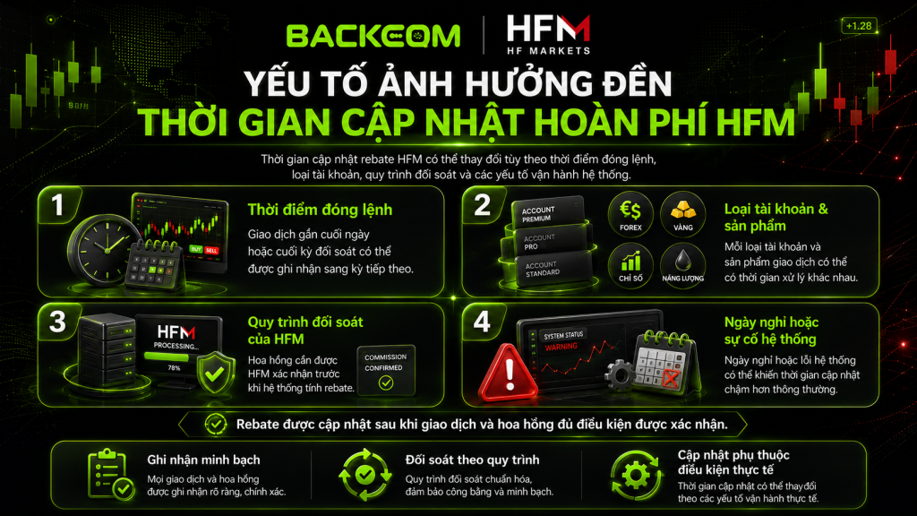 Yếu tố ảnh hưởng đến thời gian cập nhật hoàn phí hfm