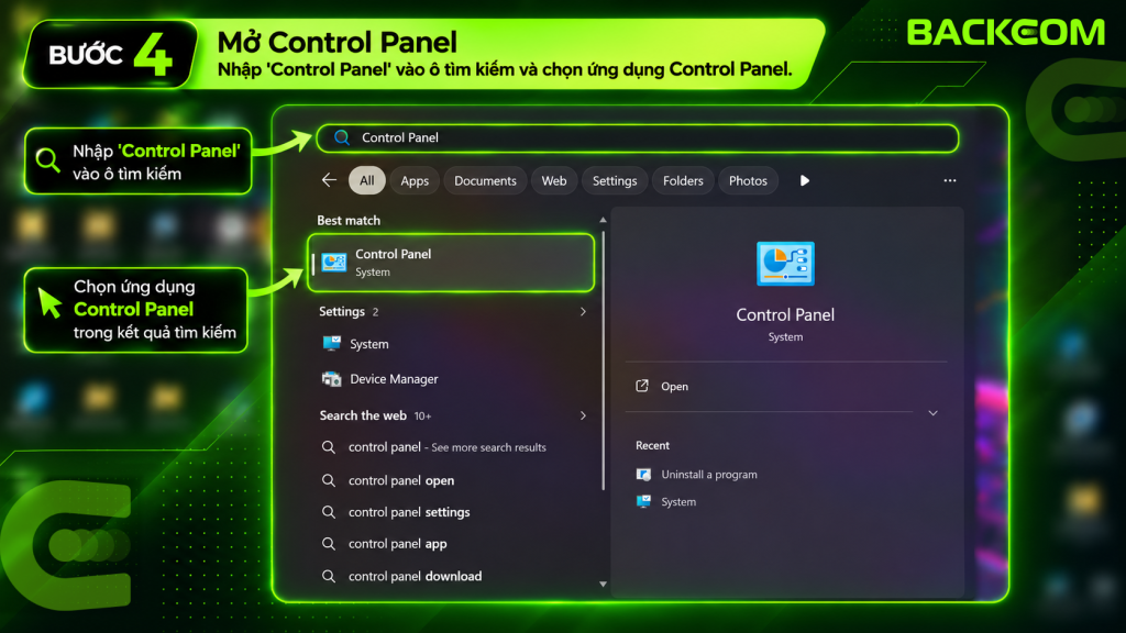 Bước 4 trong bộ hướng dẫn cách để kích hoạt và mở công cụ Remote Desktop Connection