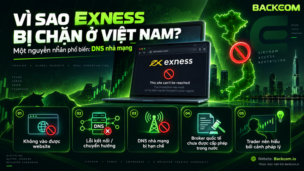 Exness bị chặn tại Việt Nam có thể liên quan đến việc nhà mạng hạn chế truy cập tên miền, khiến trader không vào được website Exness như bình thường.