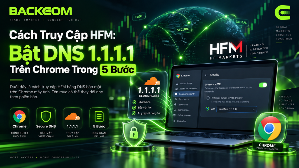 Cách truy cập HFM bằng cách bật DNS 1.1.1.1 của Cloudflare trên Chrome trong 5 bước