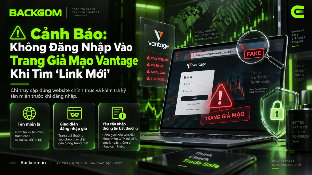 Cảnh báo trang giả mạo Vantage khi Vantage bị chặn: kiểm tra kỹ tên miền trước khi đăng nhập