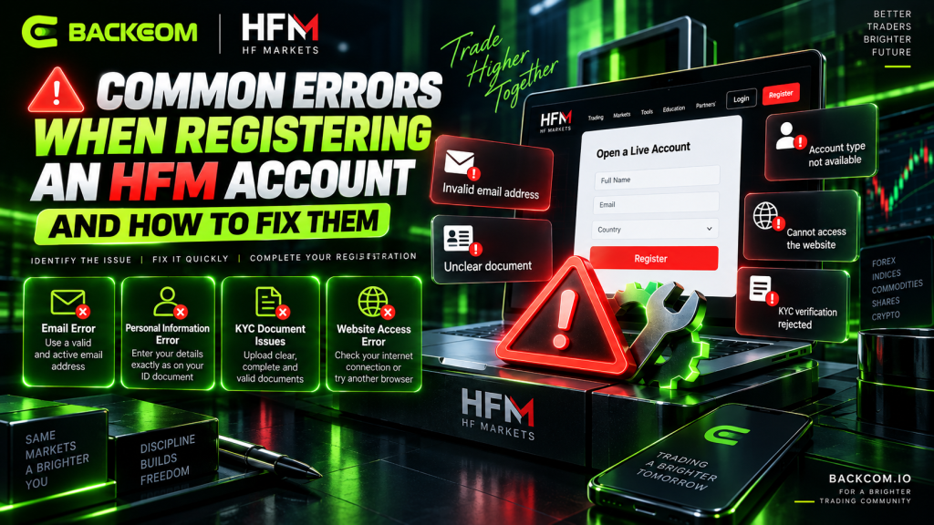 Common errors when you open an HFM account: email, personal details, KYC documents and partner ID problems