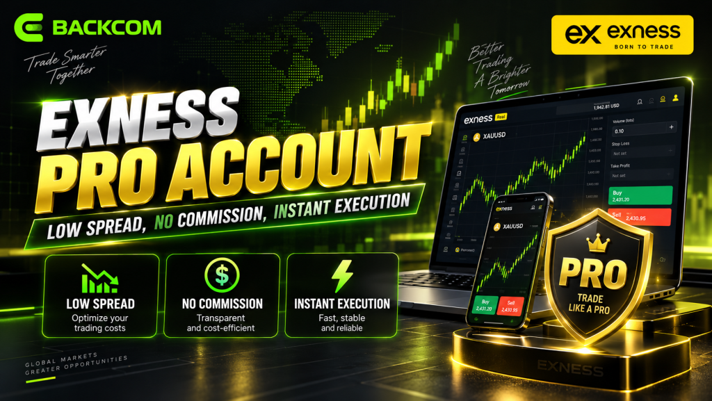 Exness Pro account with low spread, no commission and instant execution