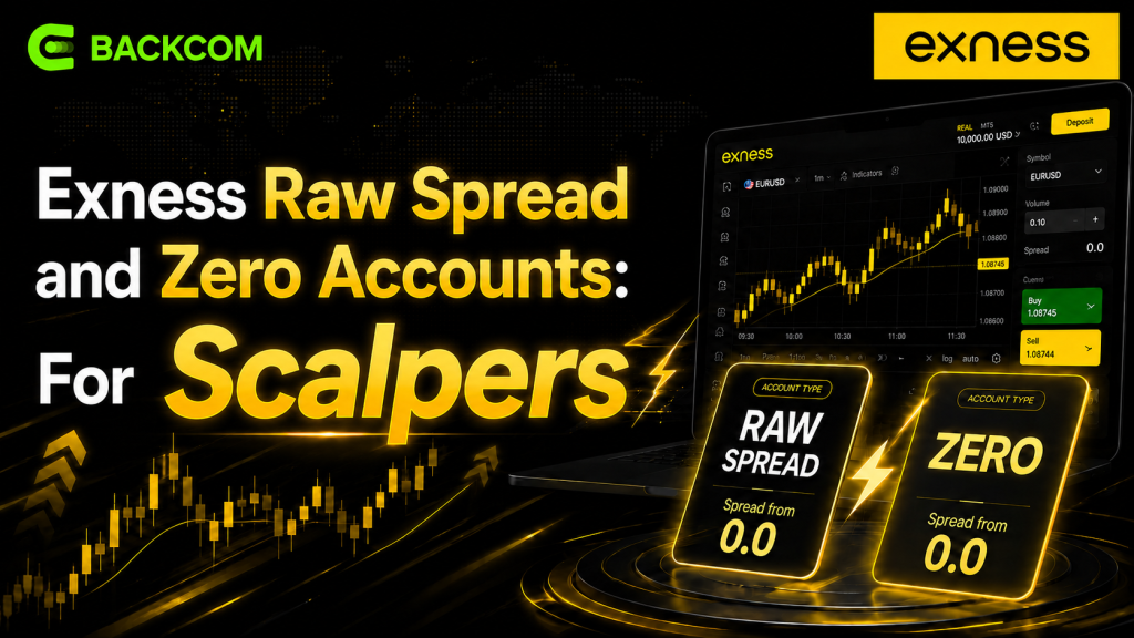 Exness Raw Spread and Zero accounts with spreads from 0.0 pips, built for scalpers