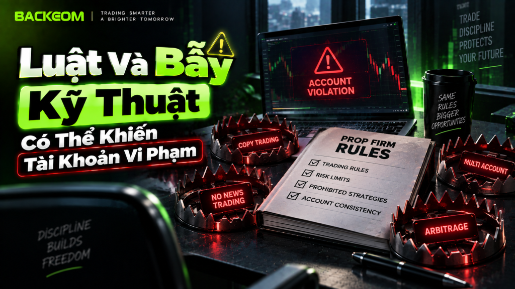 Luật và bẫy kỹ thuật khiến tài khoản challenge vi phạm: cấm giao dịch tin, copy trading, arbitrage và nhiều tài khoản