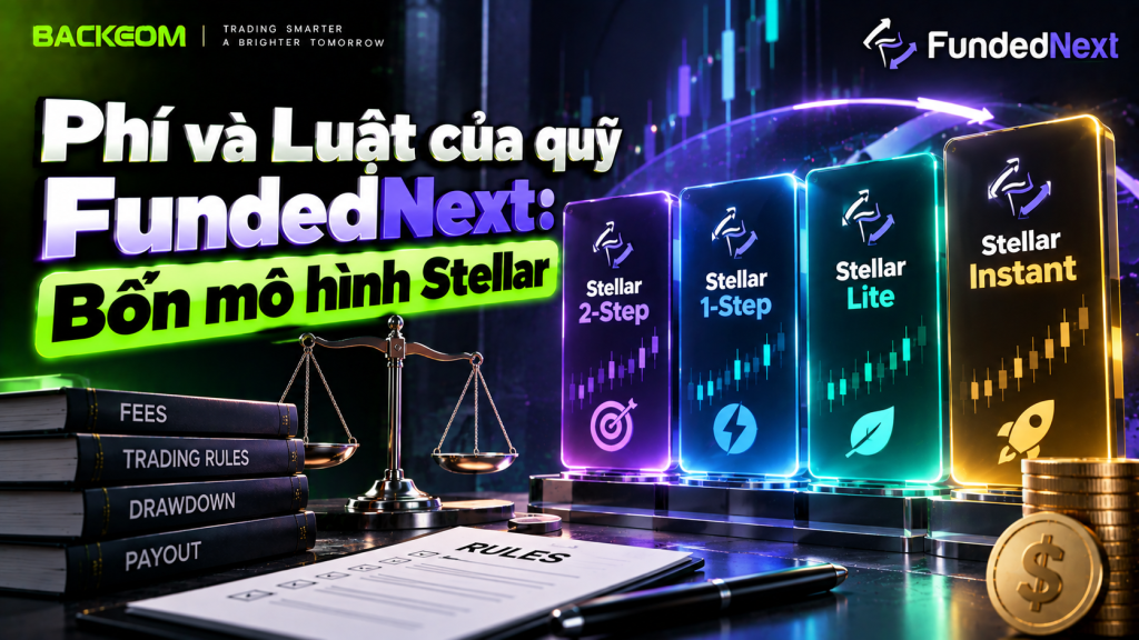 Phí và luật quỹ FundedNext theo bốn mô hình Stellar 2-Step, 1-Step, Lite và Instant