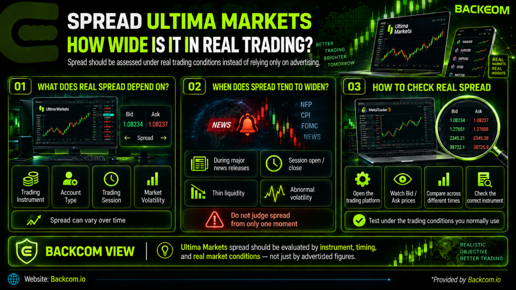 The real Ultima Markets spread: floating spreads that widen with liquidity, session timing and market volatility