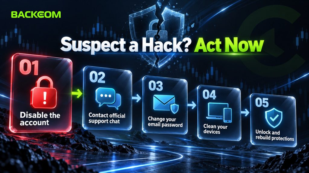 Binance account hacked: disable the account, contact official support, change the email password, clean devices, then unlock and rebuild protections