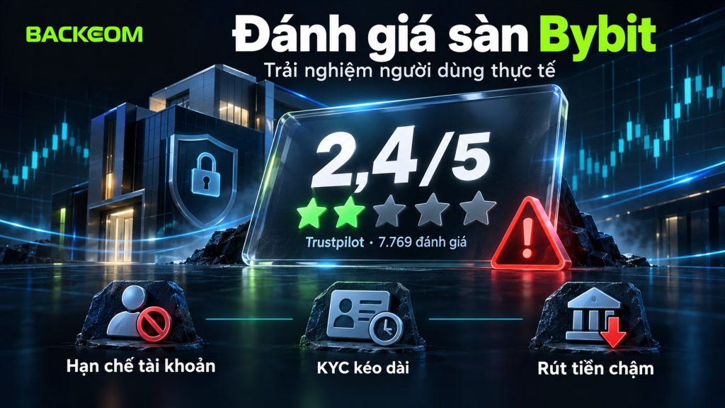 Đánh giá sàn Bybit trên Trustpilot 2,4 trên 5 với 7.769 đánh giá: hạn chế tài khoản, KYC kéo dài, rút tiền chậm