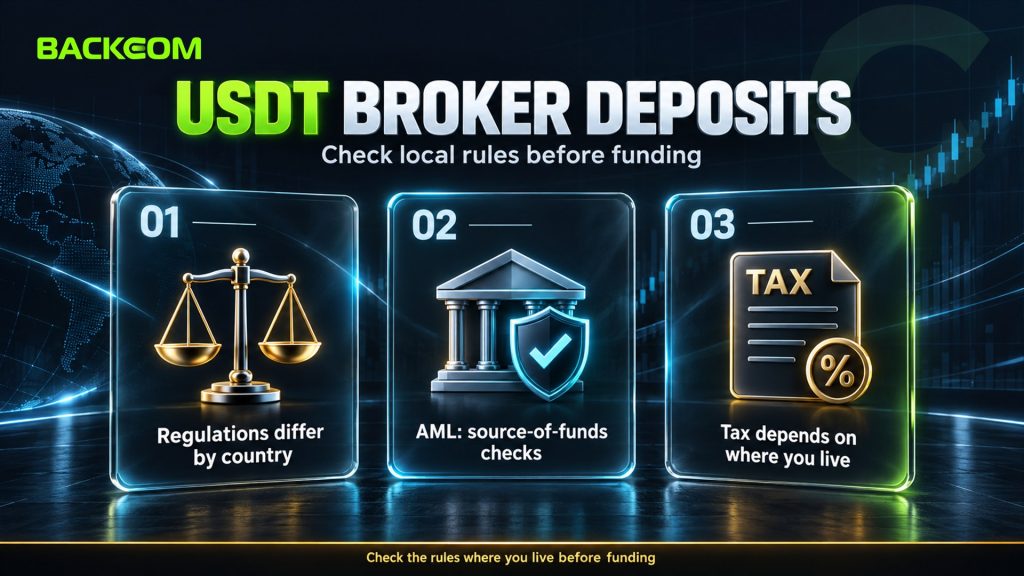 Deposit USDT to a forex broker: regulations differ by country, banks run AML source-of-funds checks and tax depends on where you live