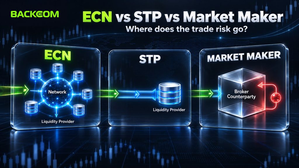 ECN vs STP vs market maker: orders go to a network, to a liquidity provider or stay with the broker as counterparty