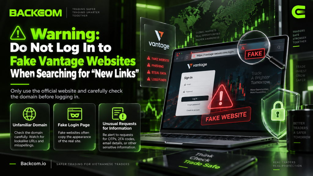 Warning about fake Vantage sites while Vantage is blocked: check the domain carefully before logging in