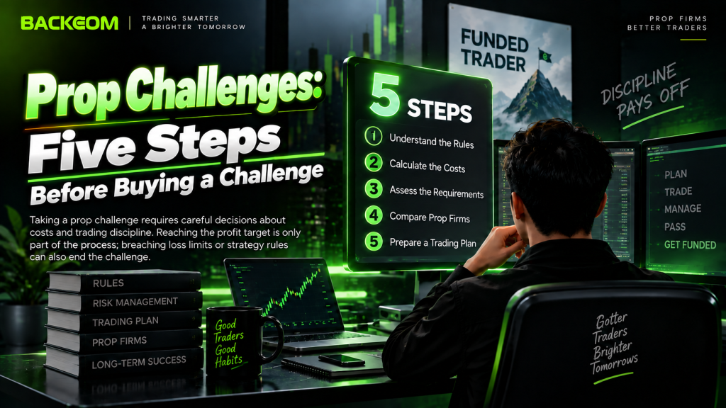 Five steps before buying a prop firm challenge: understand the rules, calculate the cost, check eligibility, compare firms and prepare a plan