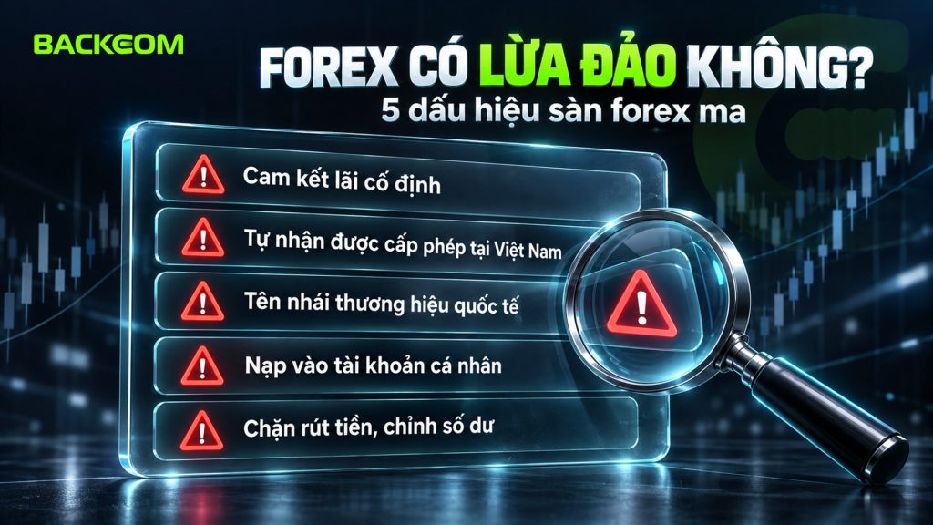 Forex có lừa đảo không: 5 dấu hiệu sàn forex ma gồm cam kết lãi cố định, tự nhận được cấp phép tại Việt Nam, tên nhái thương hiệu, nạp vào tài khoản cá nhân, chặn rút tiền