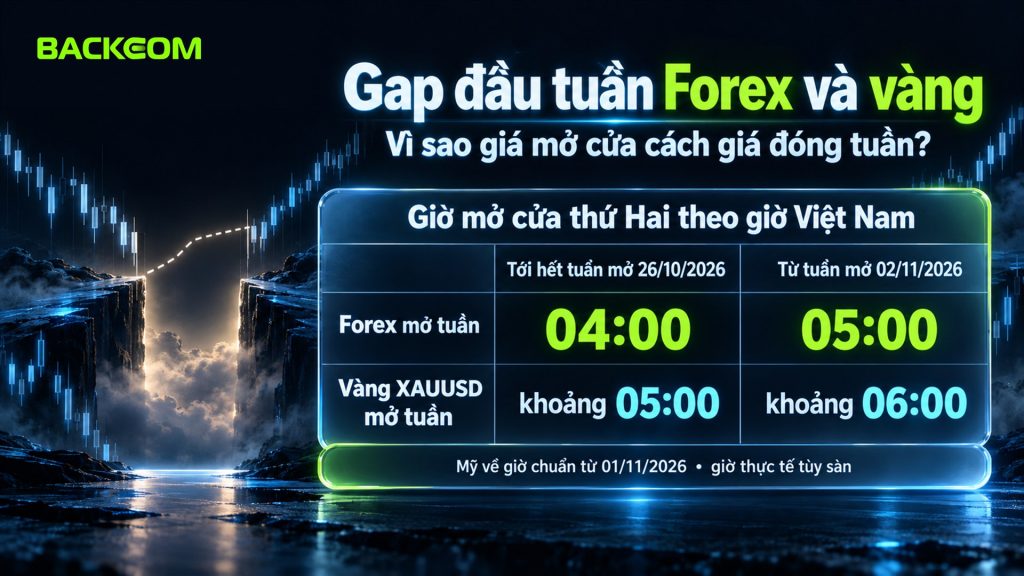 Gap trong forex đầu tuần: forex mở 04:00 rồi 05:00 từ 02/11/2026, vàng XAUUSD mở khoảng 05:00 rồi khoảng 06:00 giờ Việt Nam