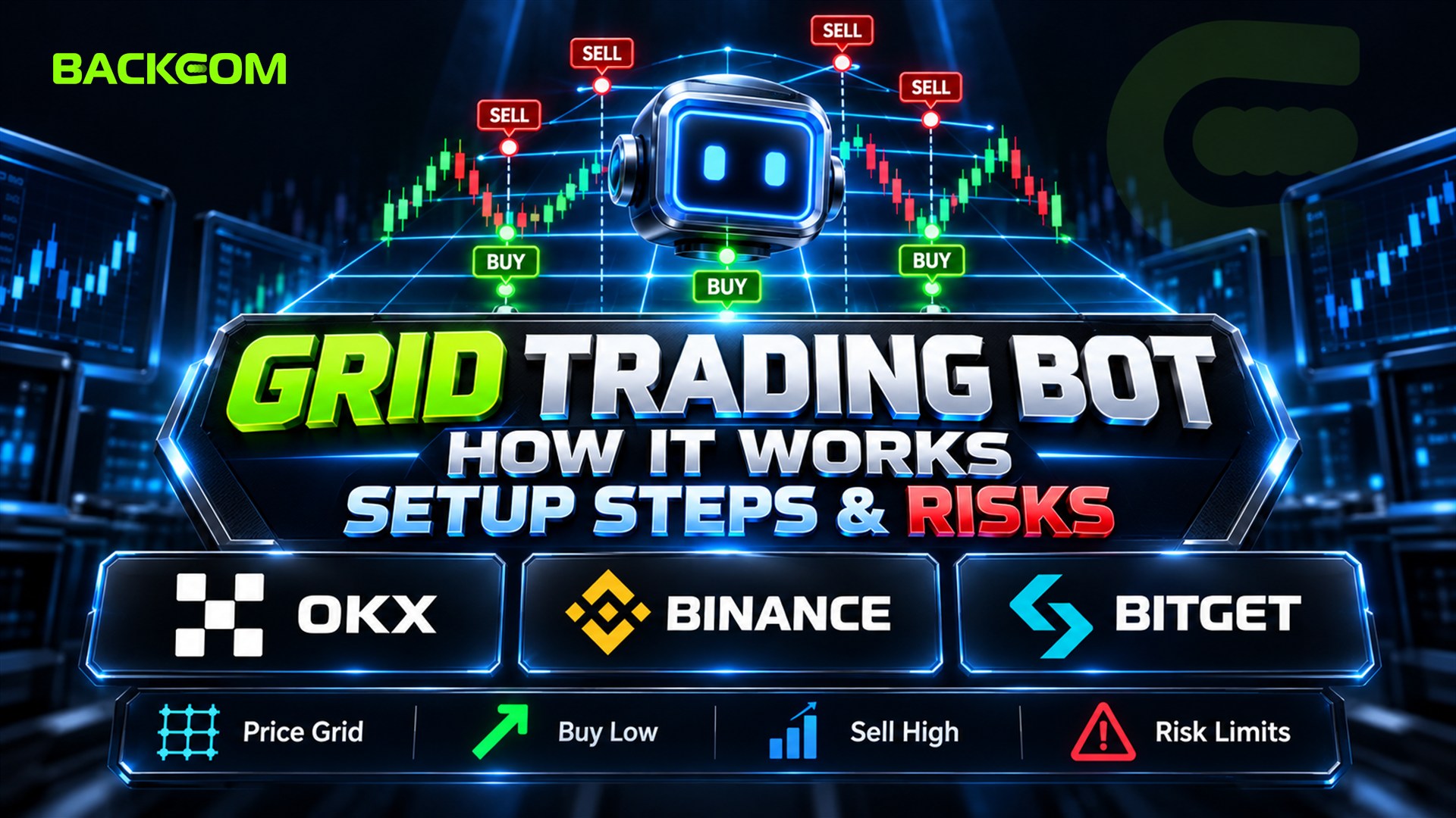 Grid trading bot: how it works, setup steps on OKX, Binance and Bitget, and the risks
