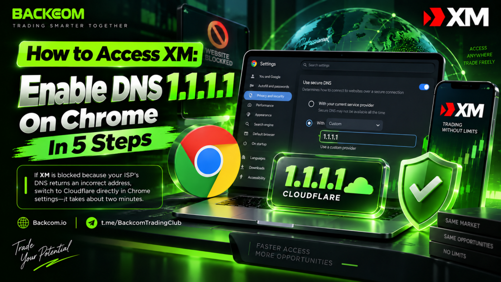 How to access XM by enabling Cloudflare DNS 1.1.1.1 in Chrome in 5 steps