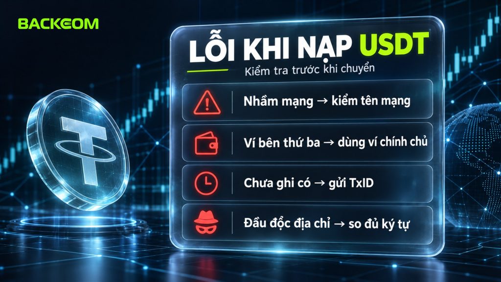 Lỗi khi nạp USDT vào sàn forex: nhầm mạng, ví bên thứ ba, chưa ghi có và đầu độc địa chỉ ví, cùng cách xử lý