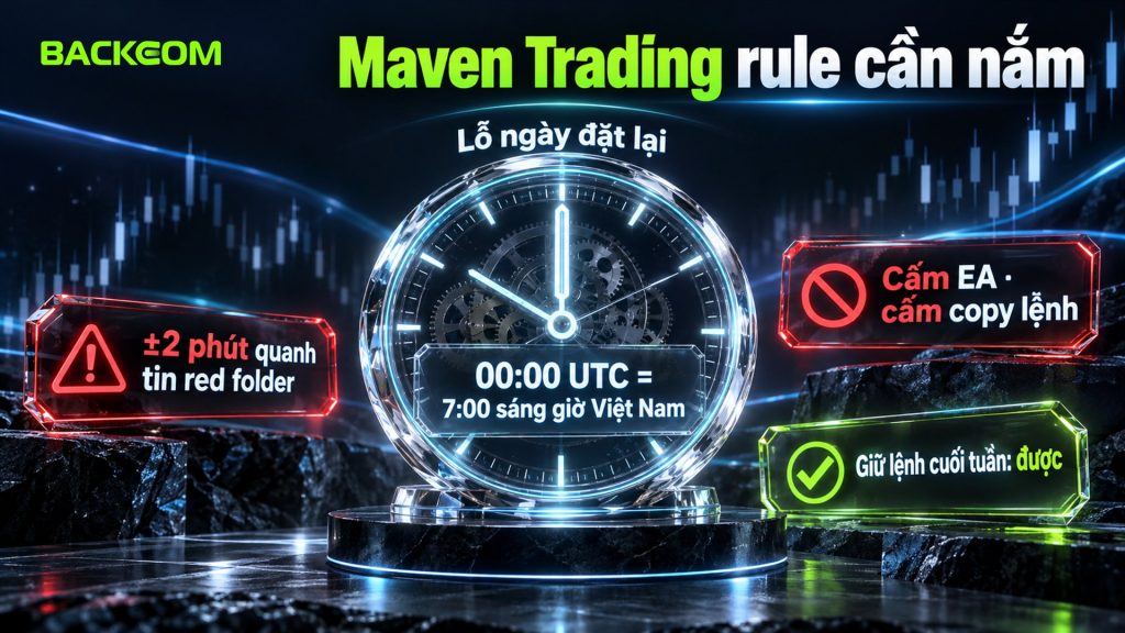 Maven Trading rule: lỗ ngày đặt lại 7:00 sáng giờ Việt Nam, cấm giao dịch 2 phút quanh tin red folder, cấm EA và copy lệnh