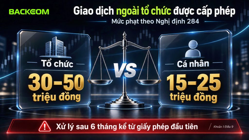Nghị định 284: giao dịch tài sản mã hóa ngoài tổ chức được cấp phép bị phạt tổ chức 30–50 triệu đồng, cá nhân 15–25 triệu đồng, xử lý sau 6 tháng kể từ giấy phép đầu tiên