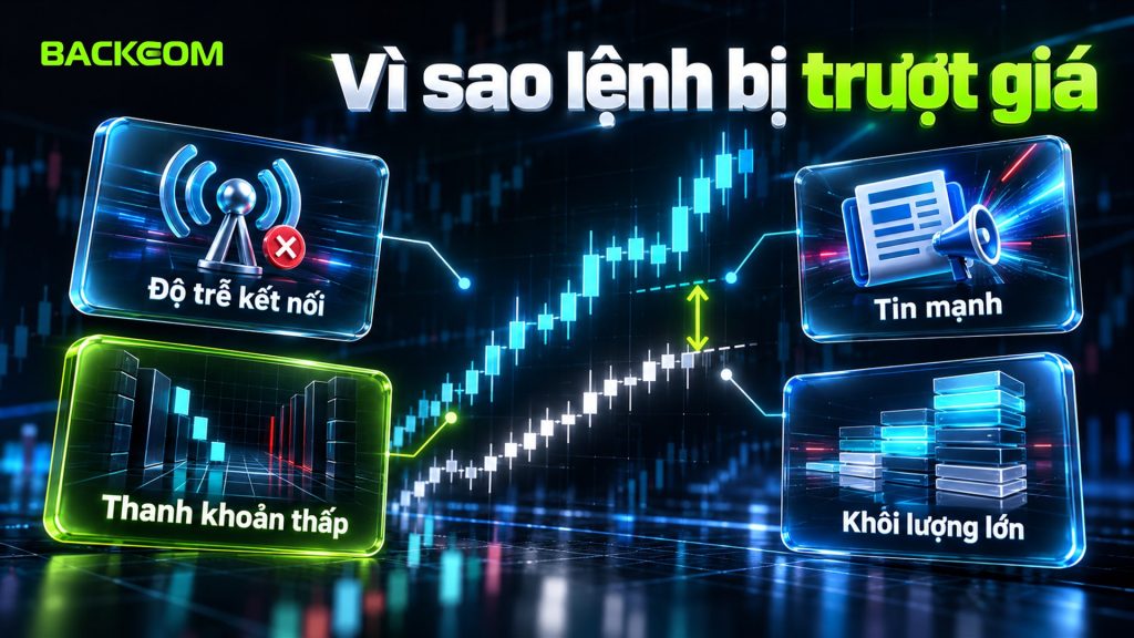 Trượt giá là gì và vì sao xảy ra: độ trễ kết nối, tin mạnh, thanh khoản thấp và khối lượng lớn