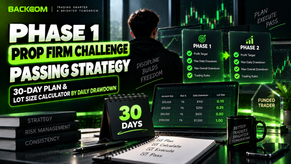 How to pass a prop firm challenge in phase 1: a 30-day plan and a lot table based on daily drawdown