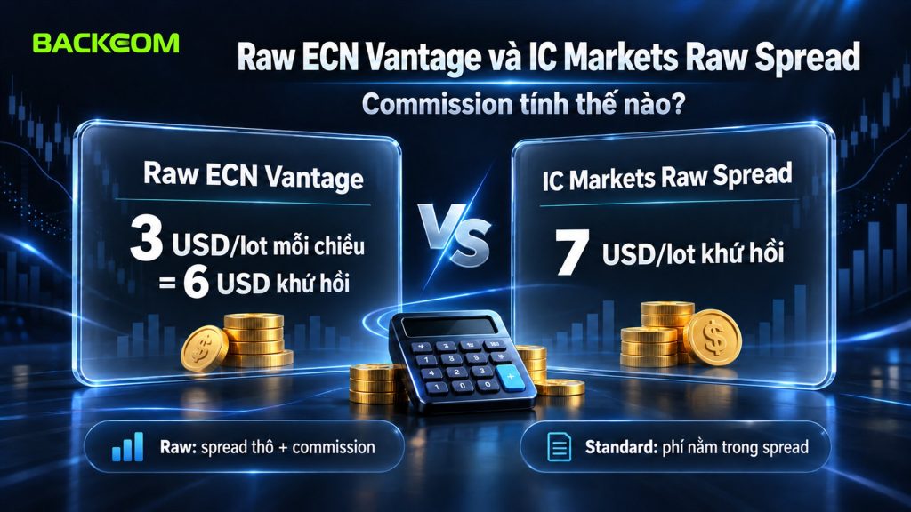 Raw ECN Vantage commission 3 USD mỗi chiều, IC Markets Raw Spread 7 USD/lot khứ hồi và tài khoản Standard không commission