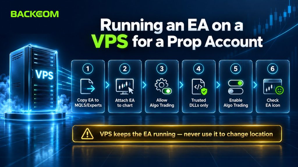 How to run an EA on a VPS for a prop firm account: six MT5 steps, and a VPS is not for changing location
