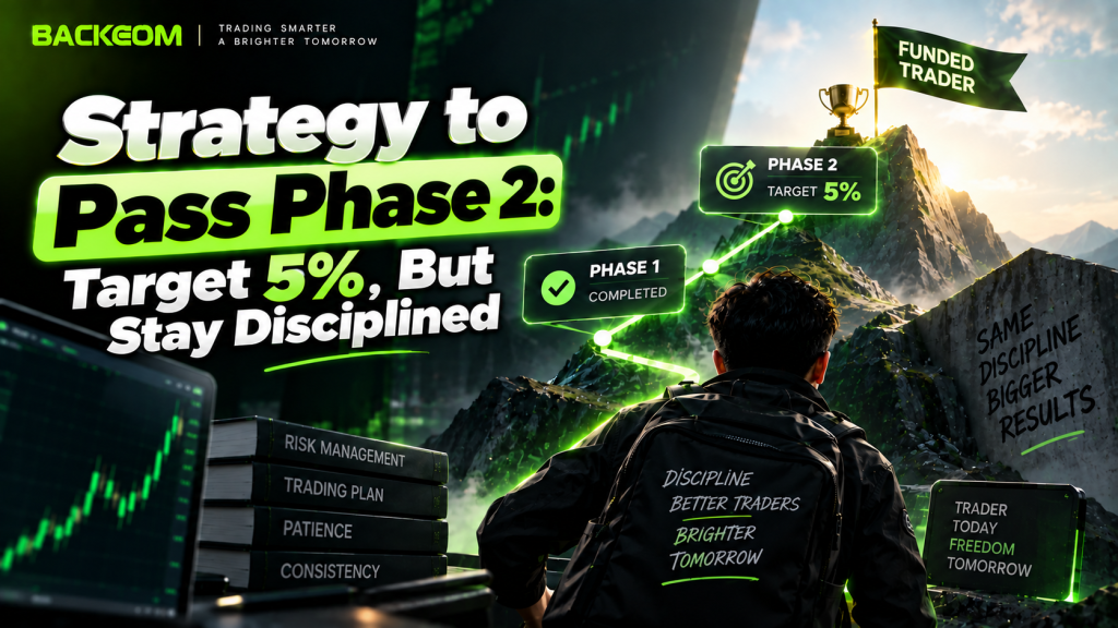 Strategy to pass phase 2 of a prop firm challenge: a 5% profit target while keeping risk discipline
