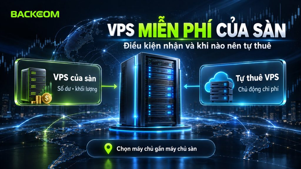 VPS miễn phí của sàn cần điều kiện số dư và khối lượng, tự thuê VPS thì chủ động chi phí, nên chọn máy chủ gần máy chủ sàn
