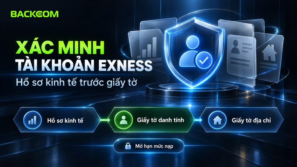 Xác minh tài khoản Exness theo thứ tự hồ sơ kinh tế, giấy tờ danh tính rồi giấy tờ địa chỉ để mở hạn mức nạp